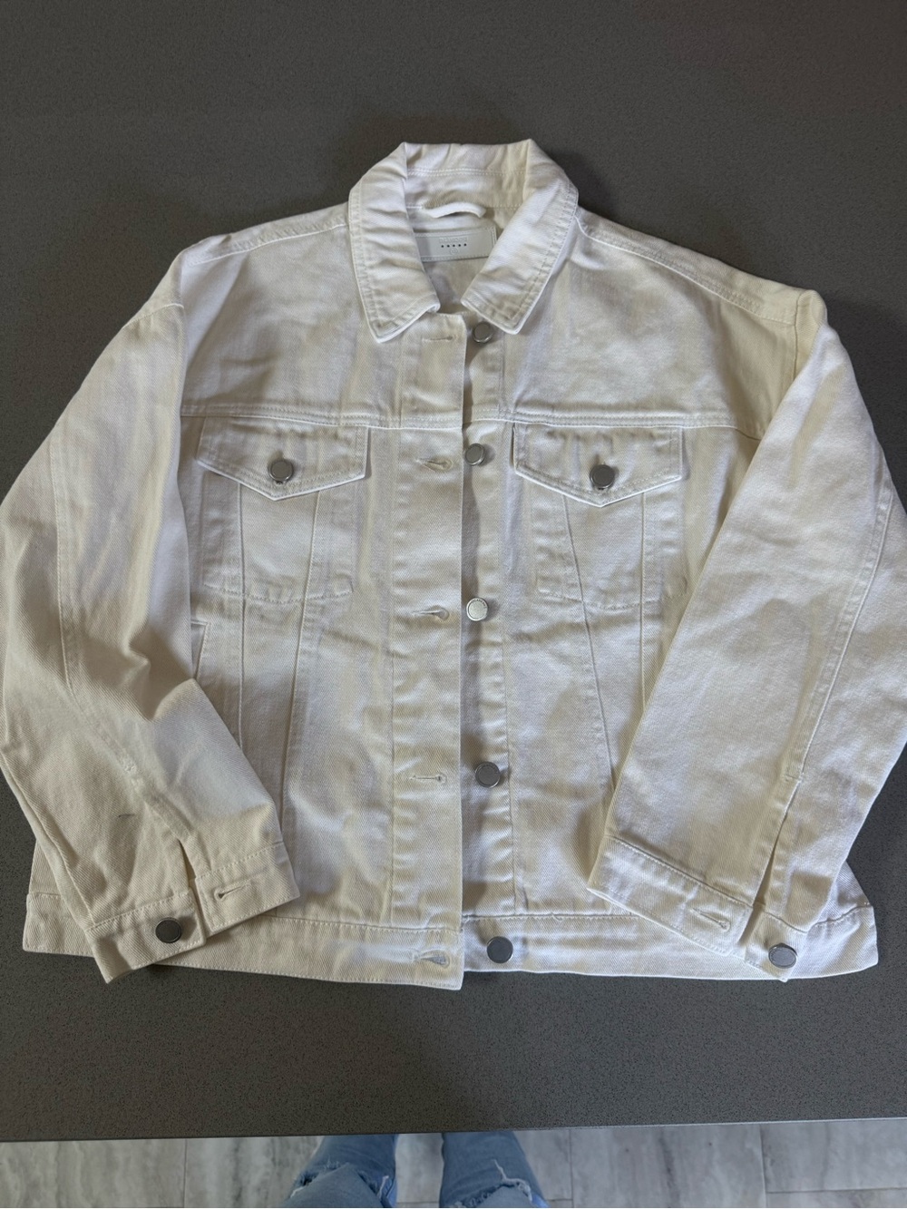 Blank NYC White Denim Trucker Jacket